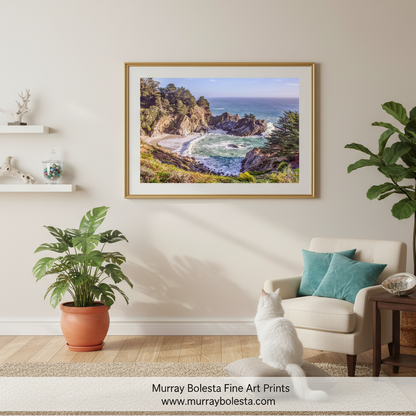 Big Sur Beach Waterfall Art | McWay Falls California Coast Picture by Murray Bolesta