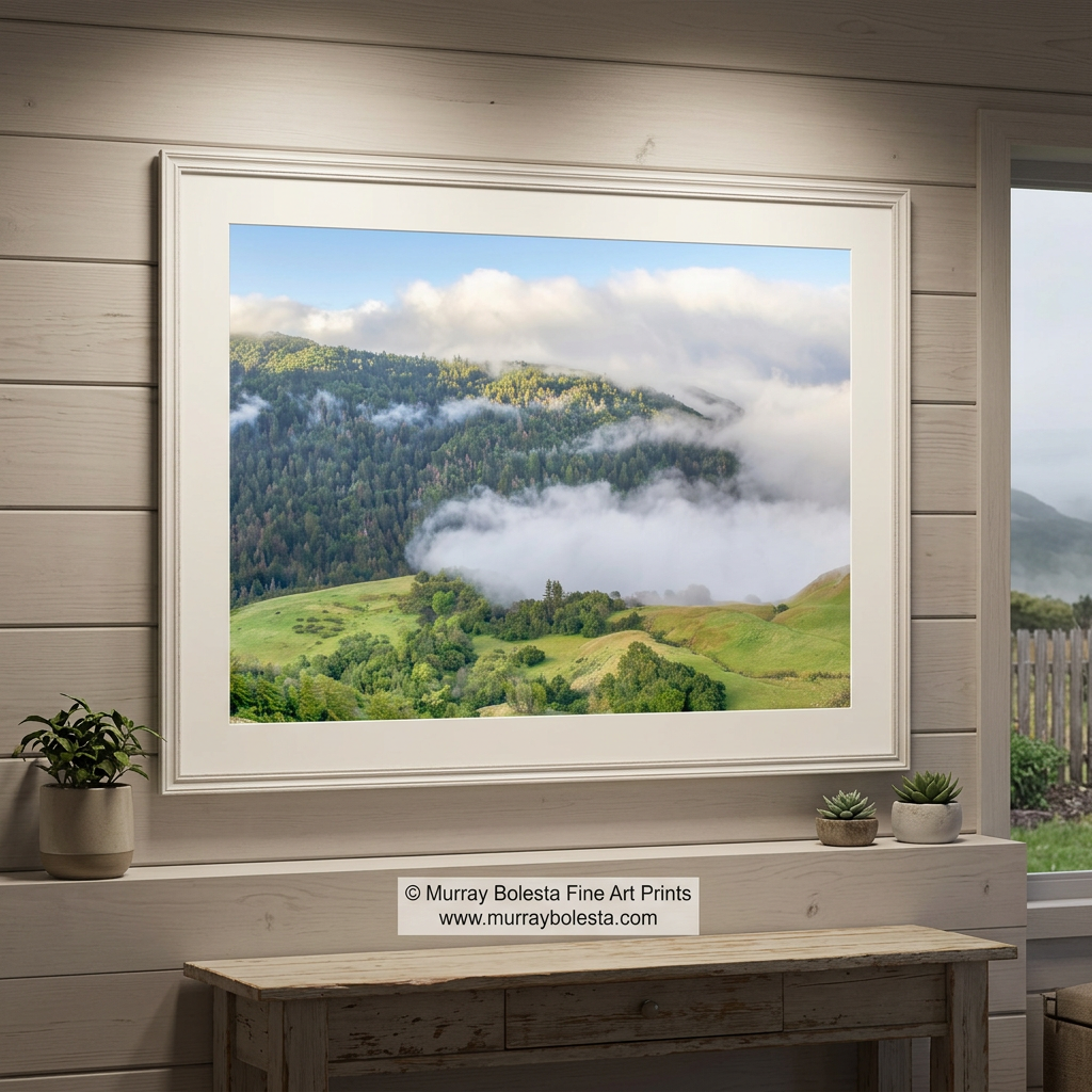 Big Sur foggy mountain landscape art print by Murray Bolesta