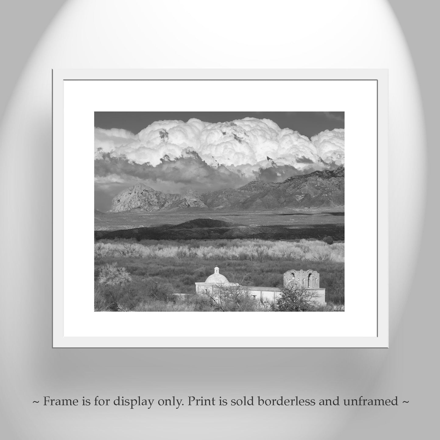 Tumacacori Mission Artwork – Black and White Tucson Landscape