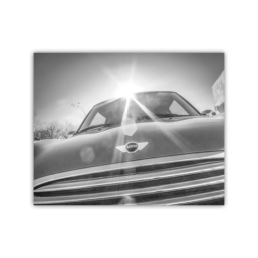 Mini Cooper Car Wall Decor in Black and White for Home or Garage