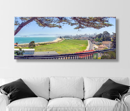 Crissy Field Panoramic Wall Art Print with Monterey Cypress Tree