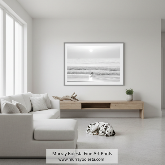 Rhode Island Beach Fine Art - Black & White Atlantic Ocean Wall Print