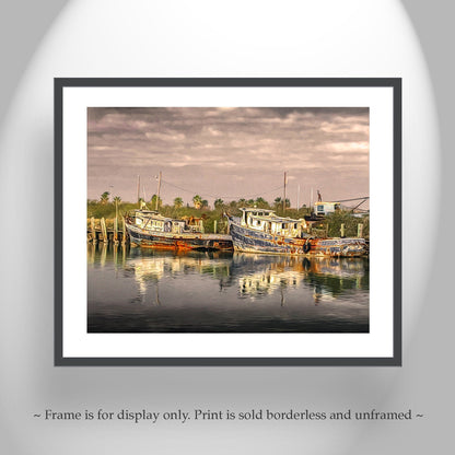South Padre Island Shrimp Boat Art – Vintage Nautical Print Texas