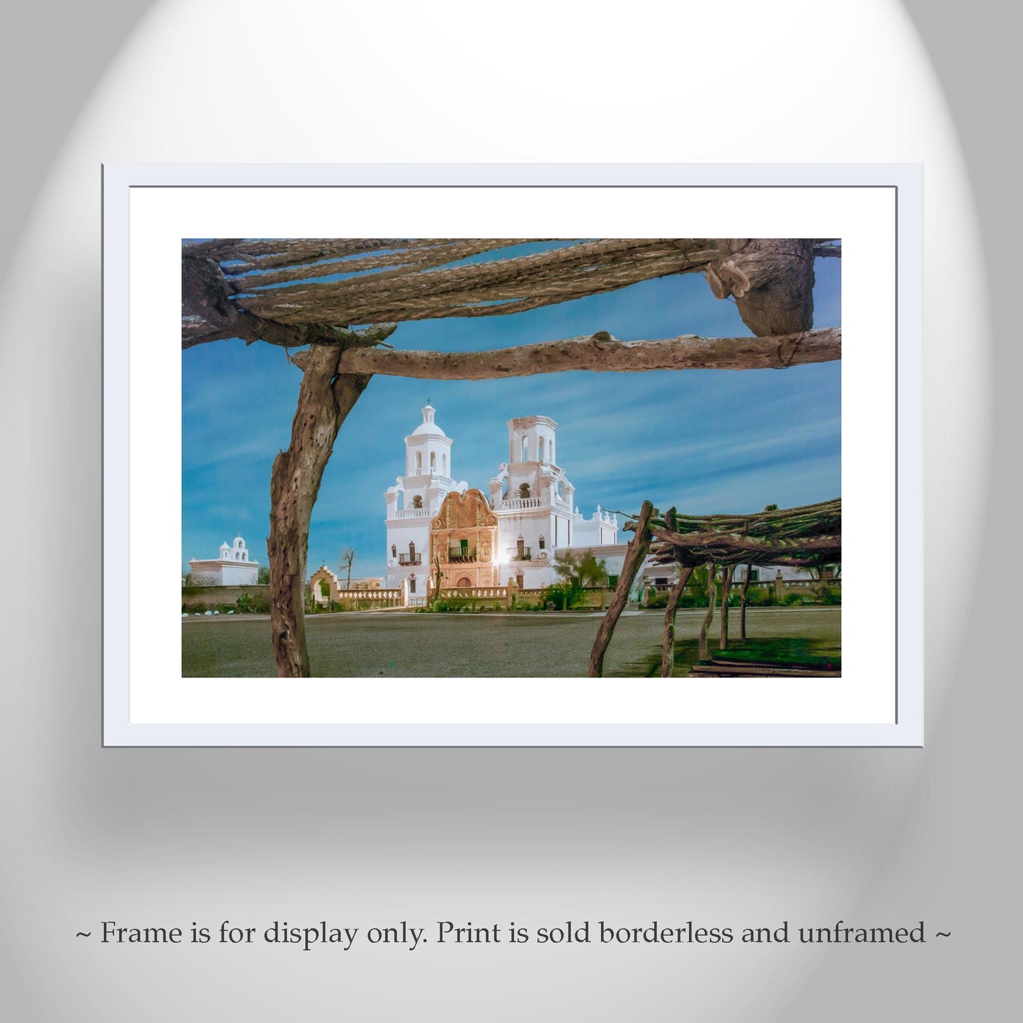 San Xavier del Bac Mission Artwork Print at Night in Tucson Arizona