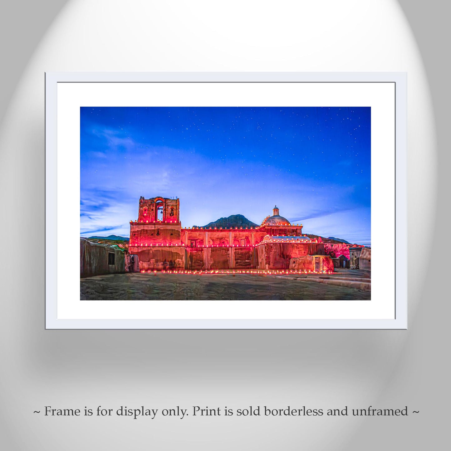 Farolito Church Scene – Arizona Luminaria Night in Tumacacori