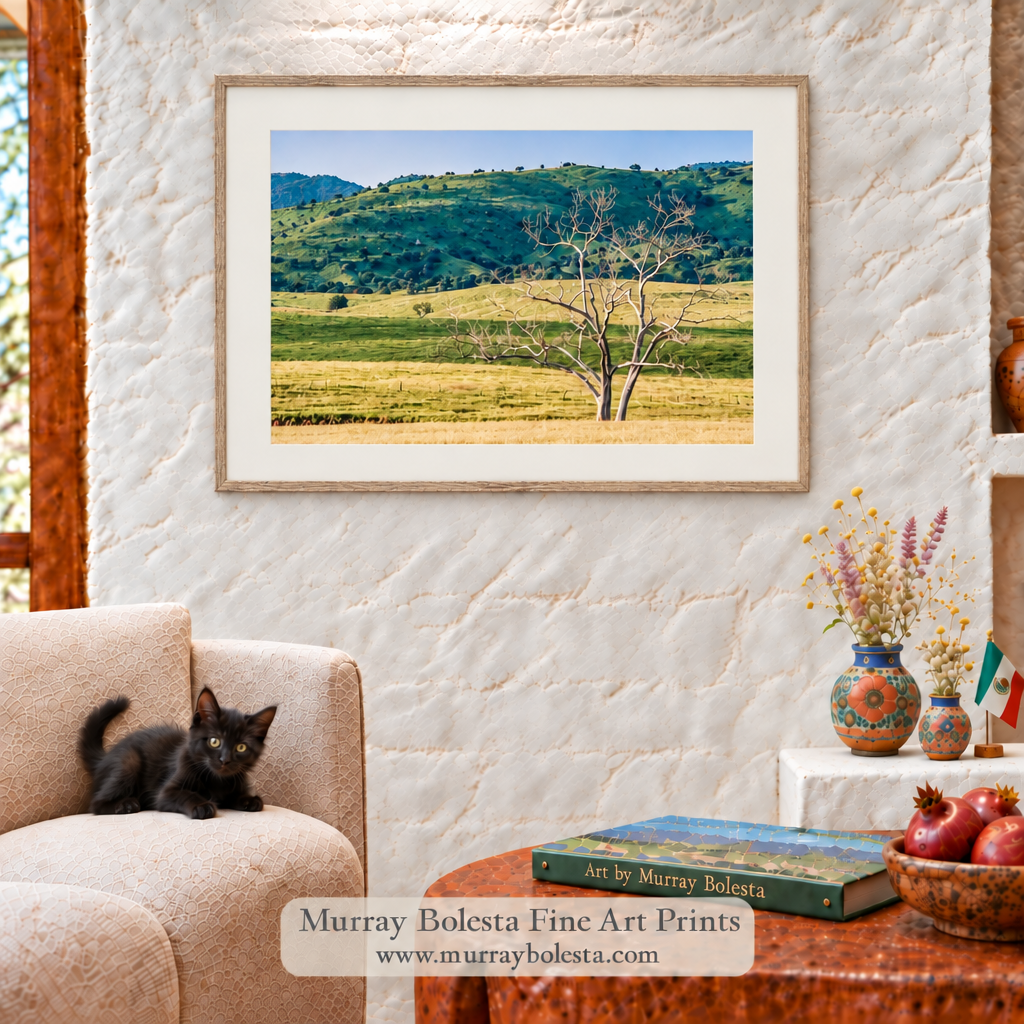 Canelo Hills ranch pasture with spent Cottonwood tree by Murray Bolesta