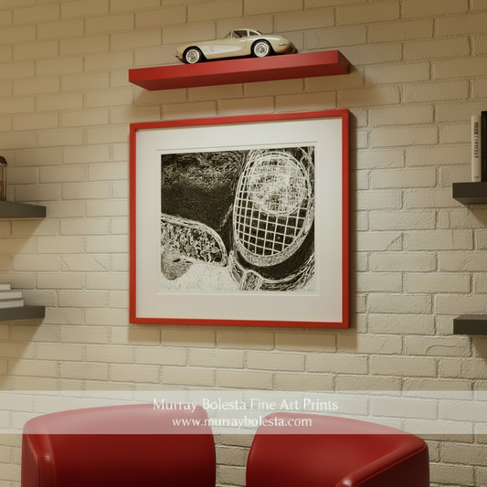 Corvette Black & White Abstract Art – Man Cave Wall Decor