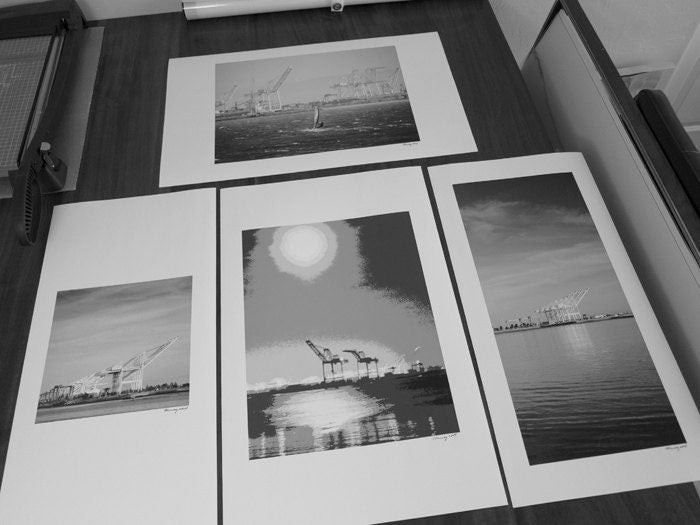 Oakland Art Print | Port of Oakland Harbor Cranes in Black and White