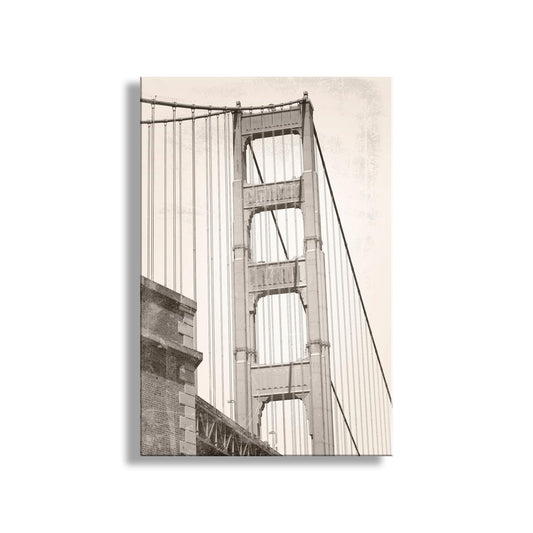 San Francisco California Golden Gate Bridge Black and White Photography in Vintage Sepia | Minimalist Wall Art
