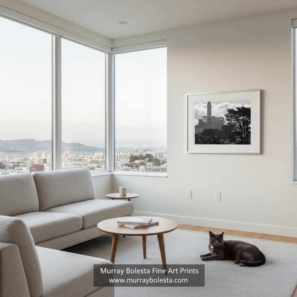 Coit Tower San Francisco Artwork | Black & White Telegraph Hill Photo