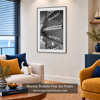 Boat art by Murray Bolesta in B&W