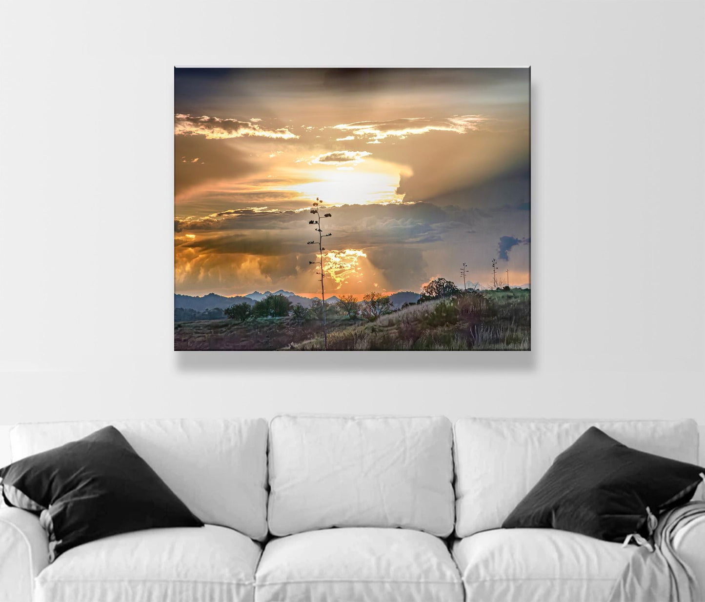 Desert Sunset Storm Cloud Wall Art Print with Tucson Arizona Monsoon