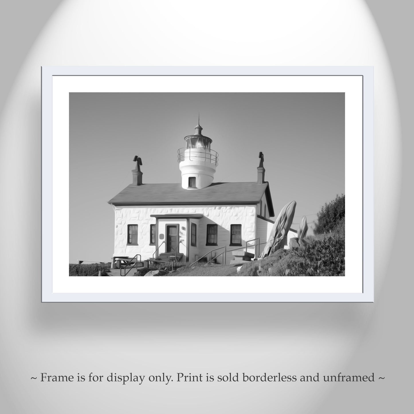 Crescent City Lighthouse Print – Battery Point Black & White