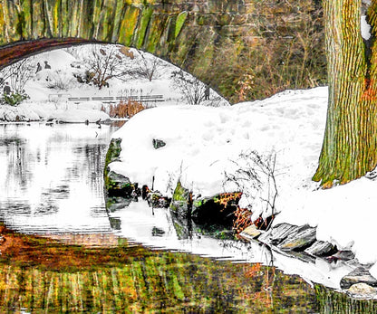 Gapstow Bridge Central Park Winter Pond | New York City Photograph