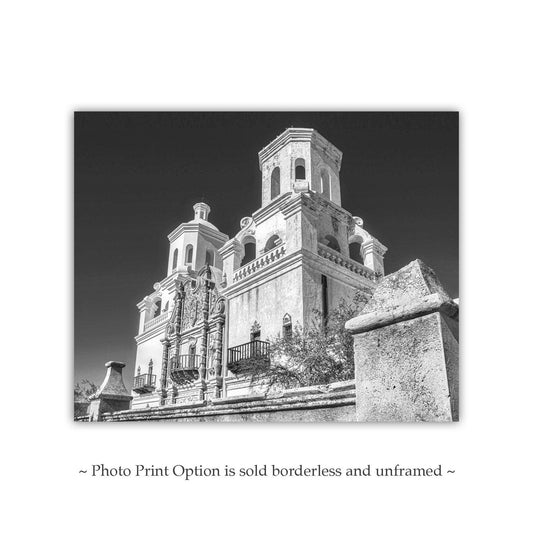 Tucson Arizona Mission San Xavier del Bac Cathedral in Black and White