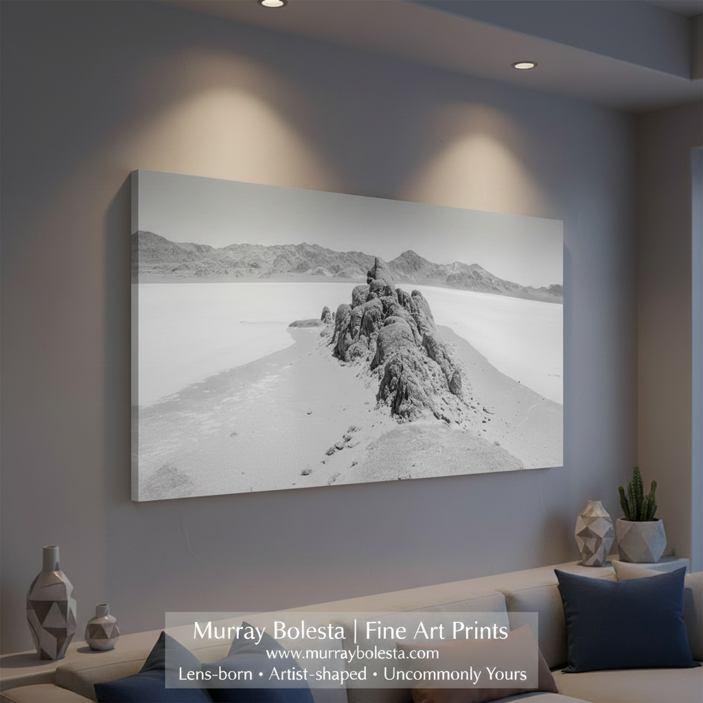 Black & White Wide Desert Panorama with Death Valley National Park