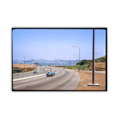 Sausalito California San Francisco Bay Vintage Photography Print | Ford Thunderbird on Freeway