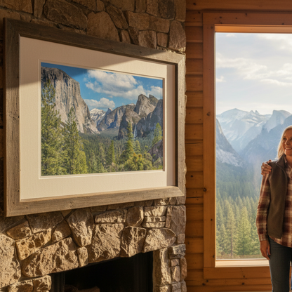 Yosemite Valley Art Print | Bridal Veil Fall & Half Dome Landscape