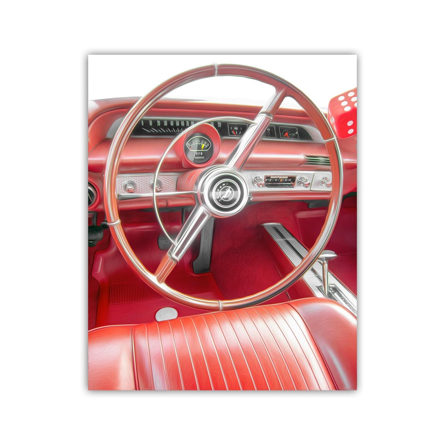 Red Chevy Impala Car Art Print Print as Wall Decor