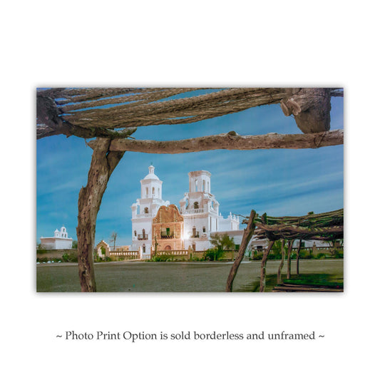 San Xavier del Bac Mission Artwork Print at Night in Tucson Arizona