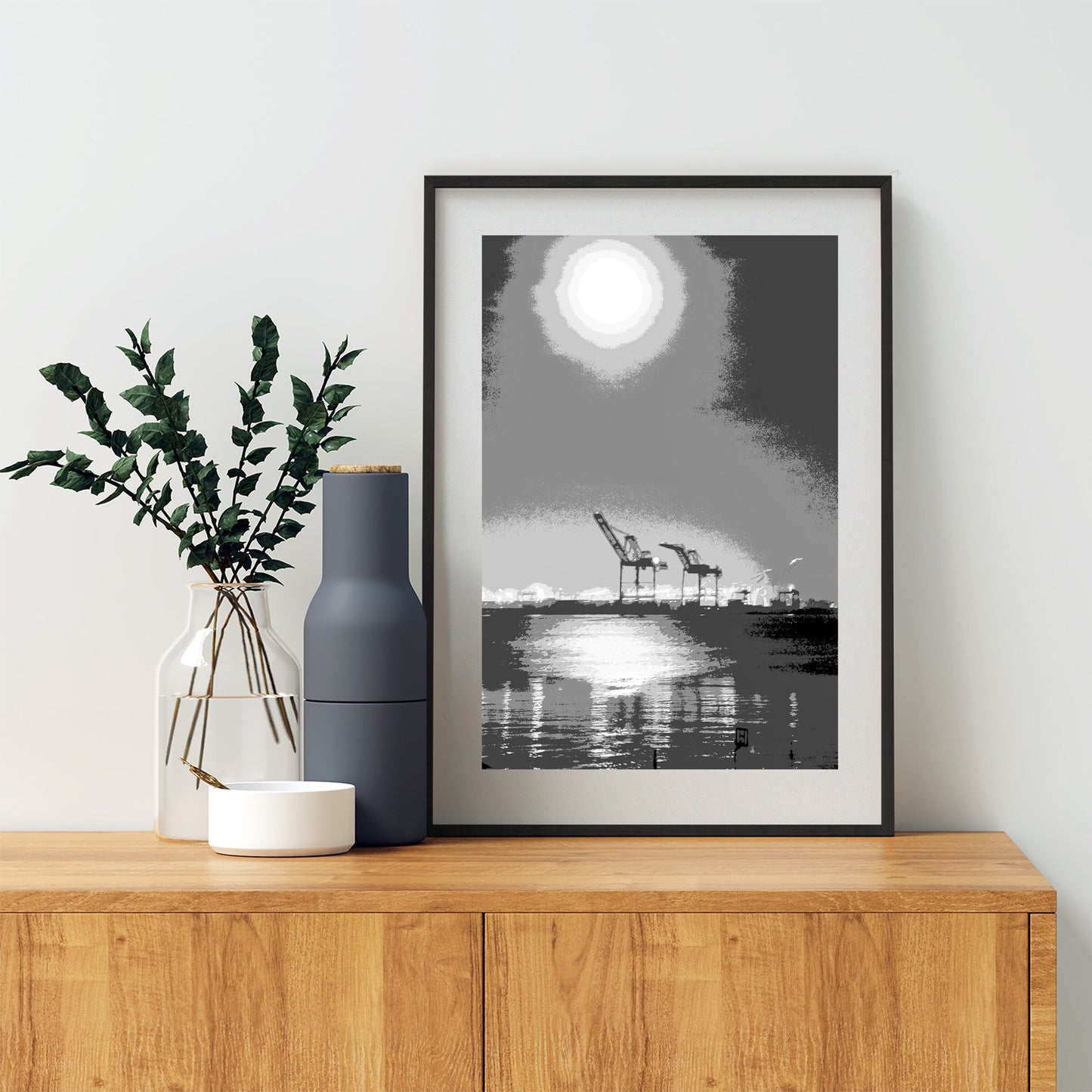 Oakland Art Print | Port of Oakland Harbor Cranes in Black and White