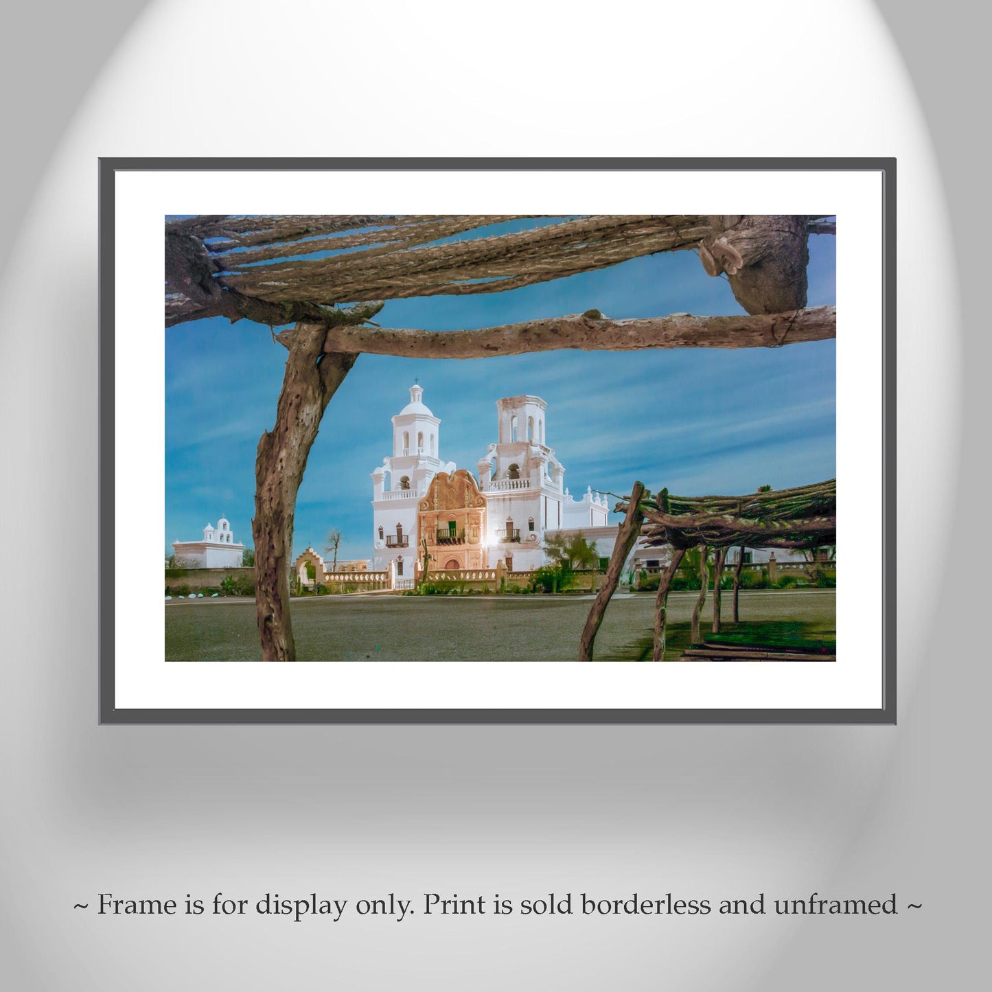 San Xavier del Bac Mission Artwork Print at Night in Tucson Arizona