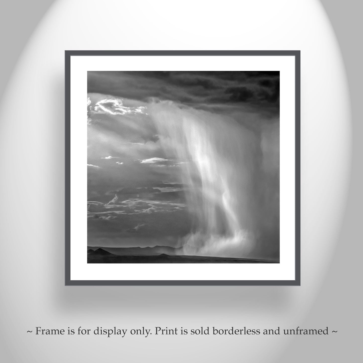 Tucson Arizona Landscape Square Print | Black and White Desert Monsoon