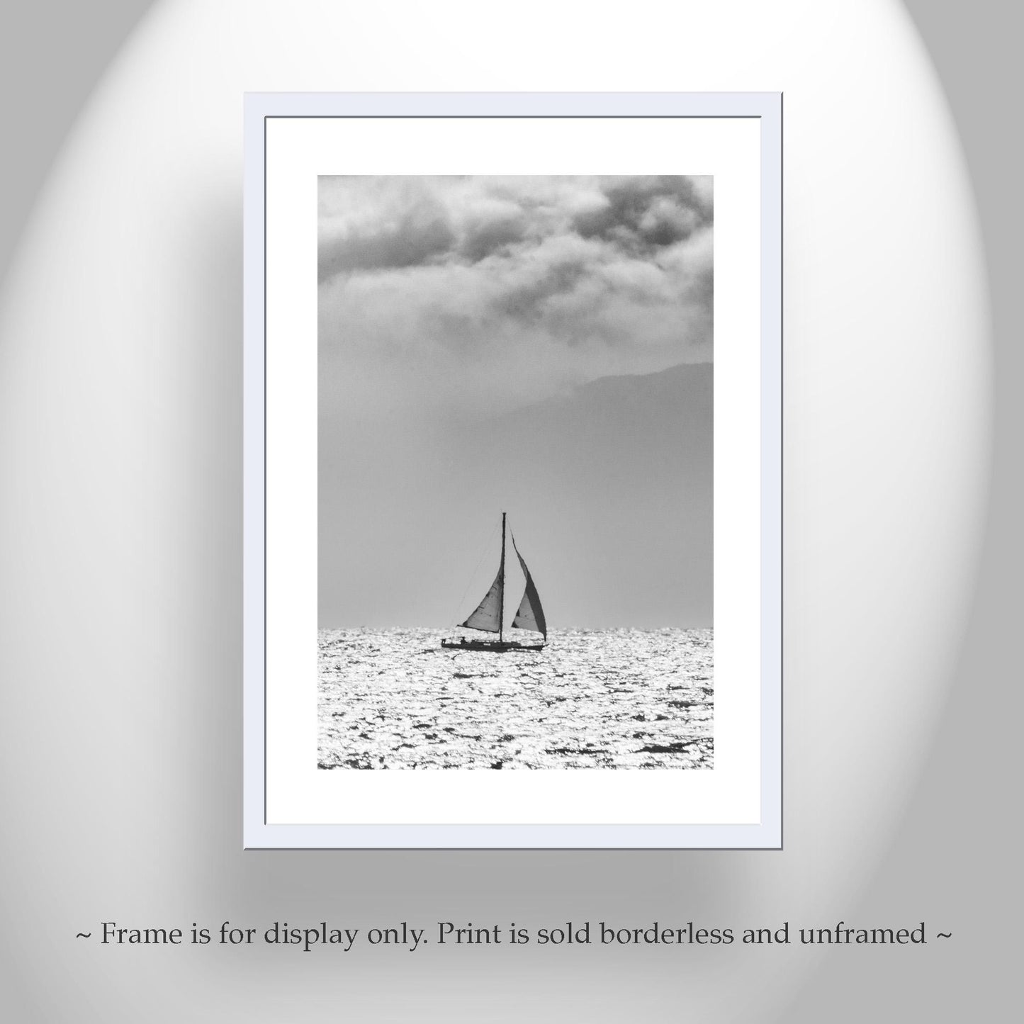 San Francisco Bay Sailboat Picture Print in Black and White