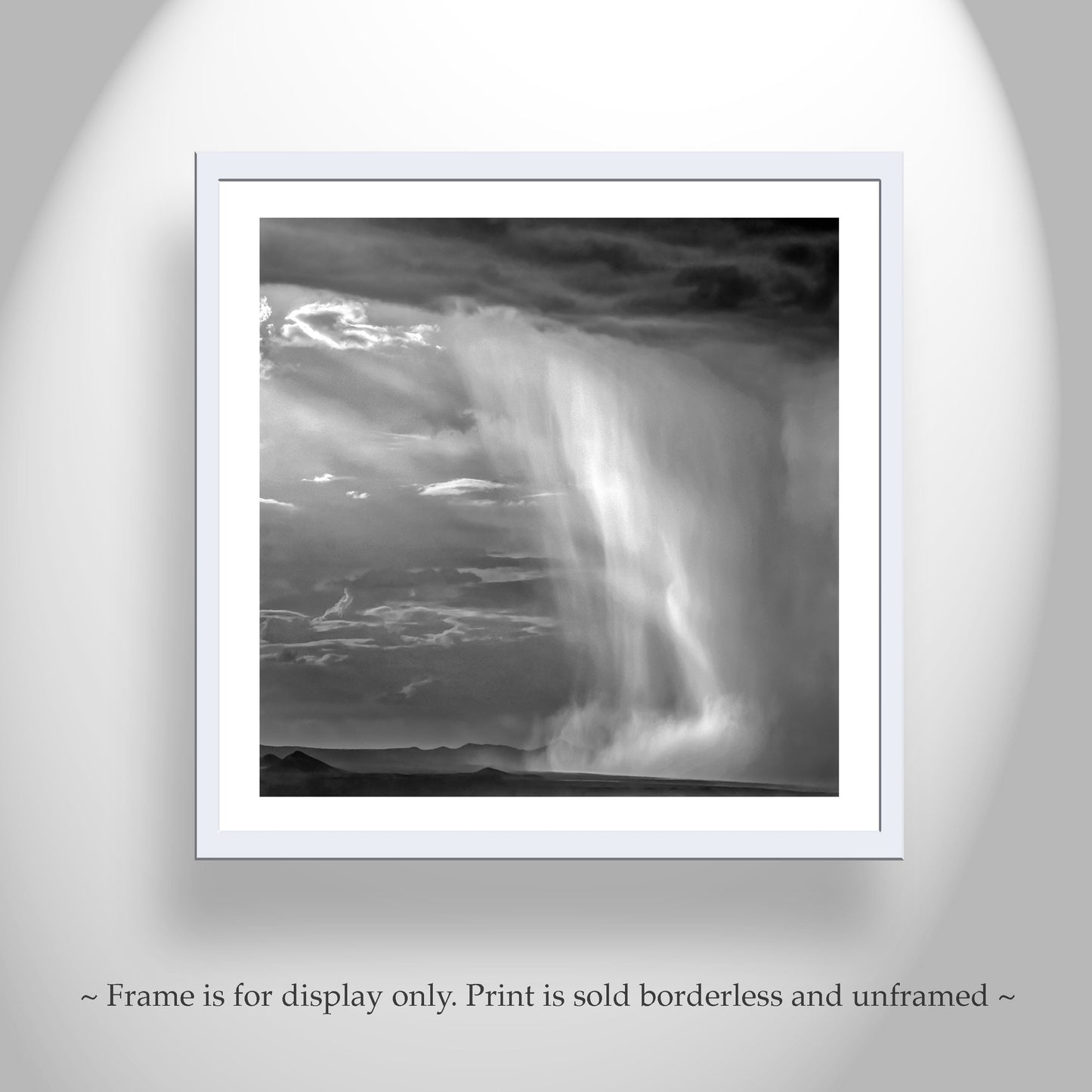 Tucson Arizona Landscape Square Print | Black and White Desert Monsoon