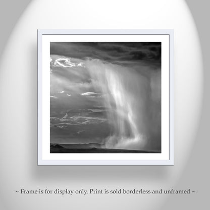 Tucson Arizona Landscape Square Print | Black and White Desert Monsoon
