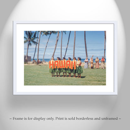 Old Hawaii Hula Photo with Dancers and Grass Skirts | Mid Century Alfred Apaka Aloha Week