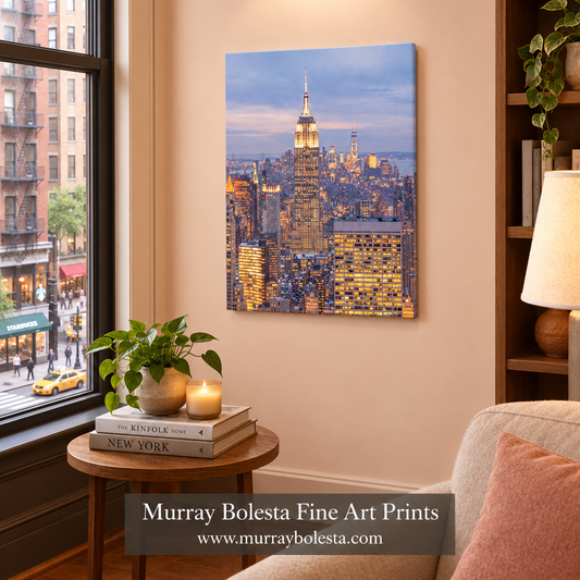 Empire State Building at dusk artwork by Murray Bolesta