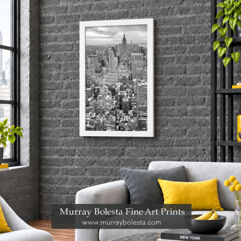 Empire State Building winter artwork by Murray Bolesta.