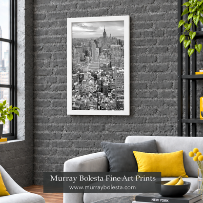 Empire State Building winter artwork by Murray Bolesta.