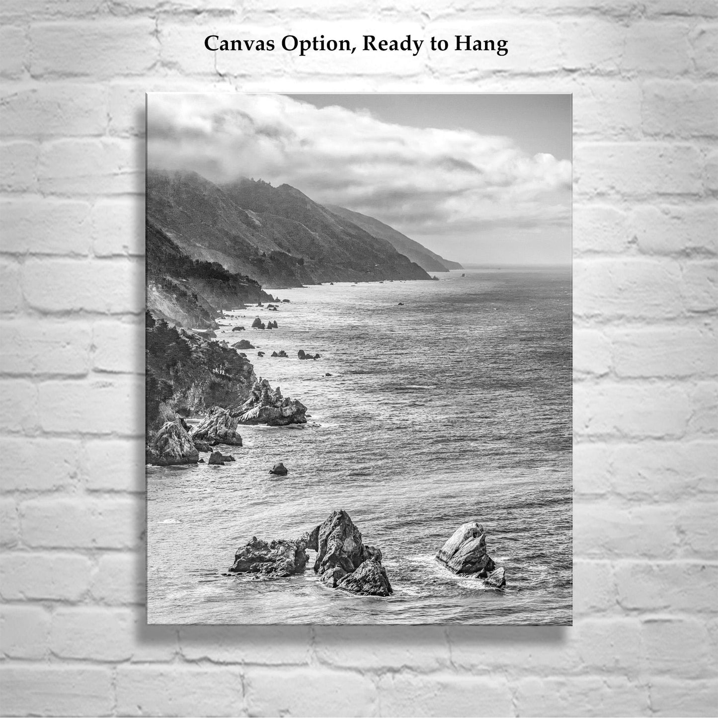 Pacific Coast Black and White Framed Art Print | Big Sur California