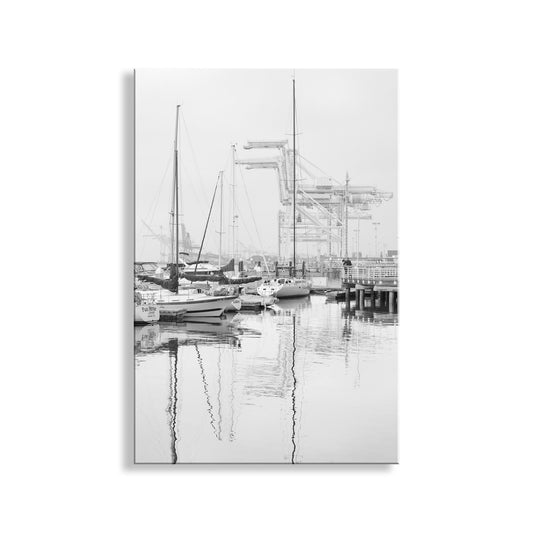 Jack London Square Port Picture – Oakland CA Harbor in Black and White