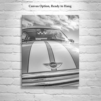 Mini Cooper Car Art Print in Black and White | British Car Art