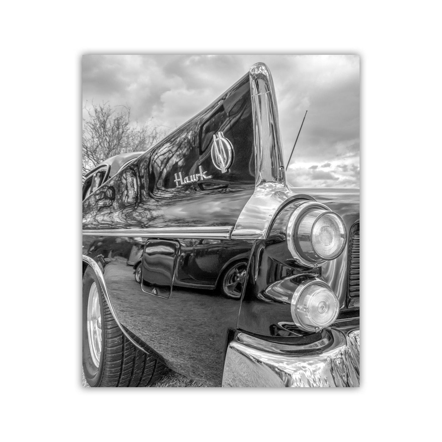 Studebaker Hawk Car Art Print – Black & White Automotive Wall Decor