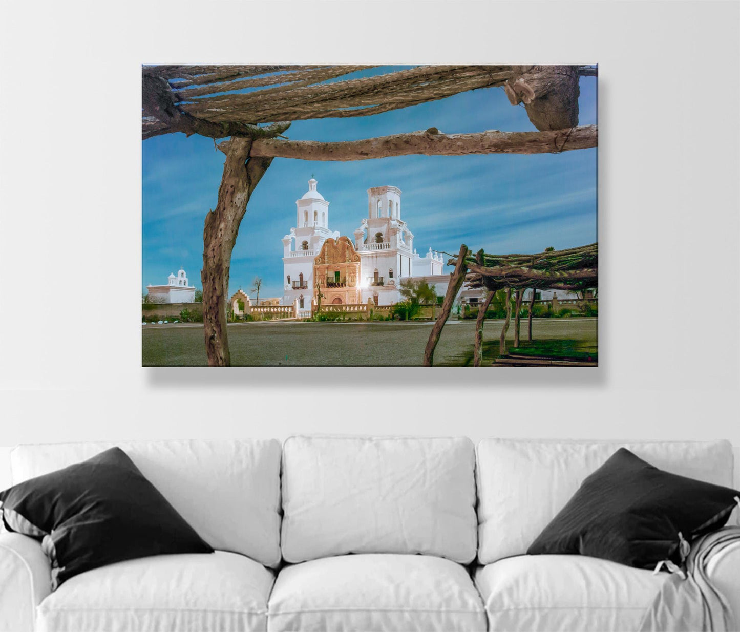 San Xavier del Bac Mission Artwork Print at Night in Tucson Arizona