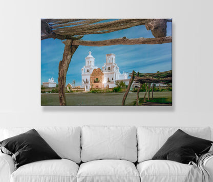 San Xavier del Bac Mission Artwork Print at Night in Tucson Arizona