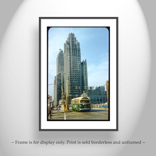 Chicago Tribune Tower Vintage Mid Century Street Photo Print