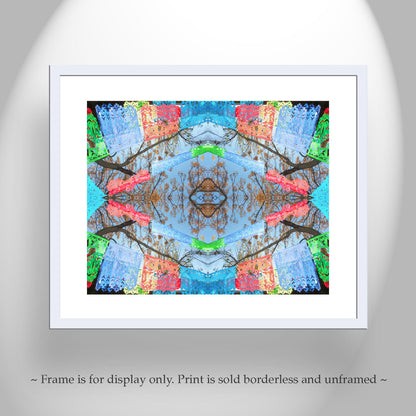 Mexican Folk Art Print with Papel Picado Banner Kaleidoscope