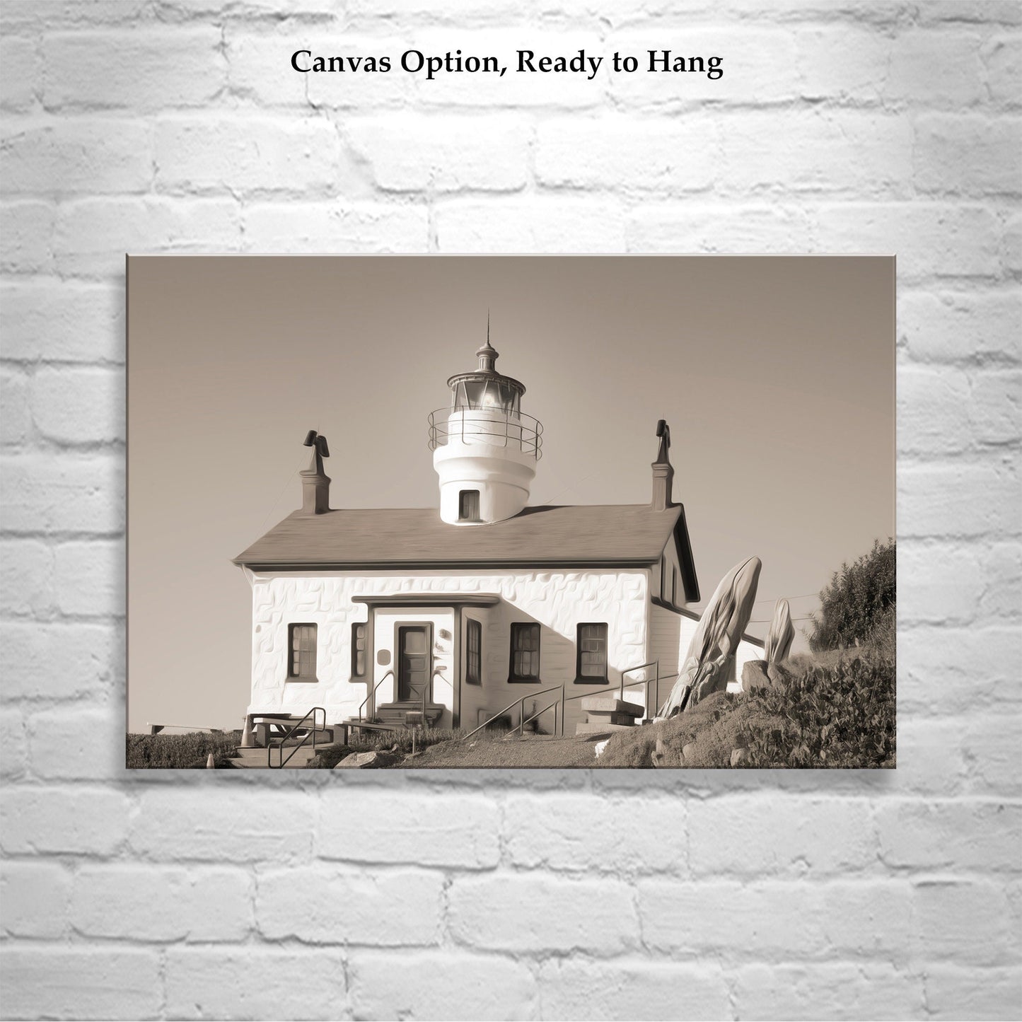 Crescent City Lighthouse Print – Battery Point Black & White