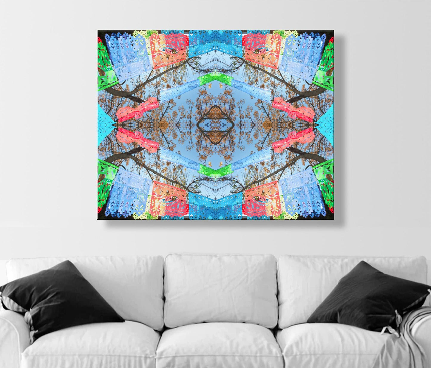 Mexican Folk Art Print with Papel Picado Banner Kaleidoscope