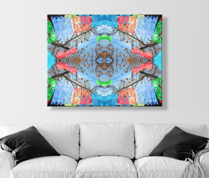 Mexican Folk Art Print with Papel Picado Banner Kaleidoscope