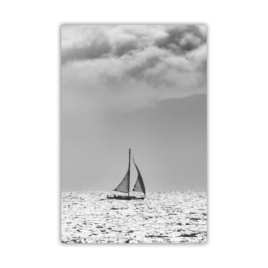 San Francisco Bay Sailboat Picture Print in Black and White