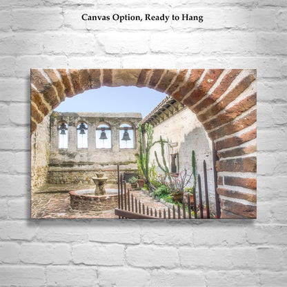 San Juan Capistrano Mission California Art Photograph | Historic Adobe Church Picture from Old California