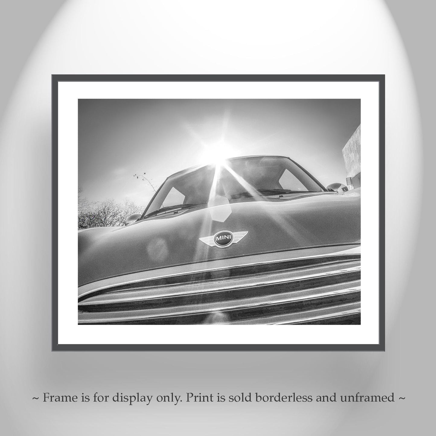 Mini Cooper Car Wall Decor in Black and White for Home or Garage