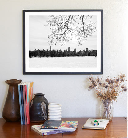 Central Park Winter Black and White Print | NYC Snow Scene Wall Art