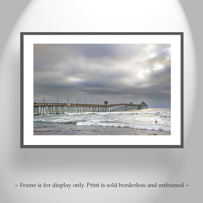 Imperial Beach Pier San Diego Surf Art Print | California Coastal Photography with Surfers | Ocean Wall Decor Gift for Home or Office